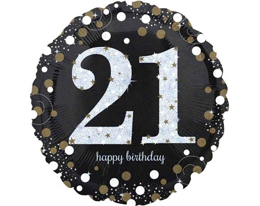 18in SPARKLING BIRTHDAY 21 FOIL BALLOON