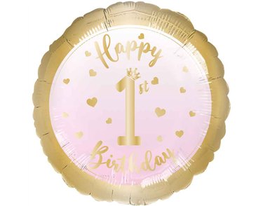 18in GIRL 1ST BIRTHDAY FOIL BALLOON