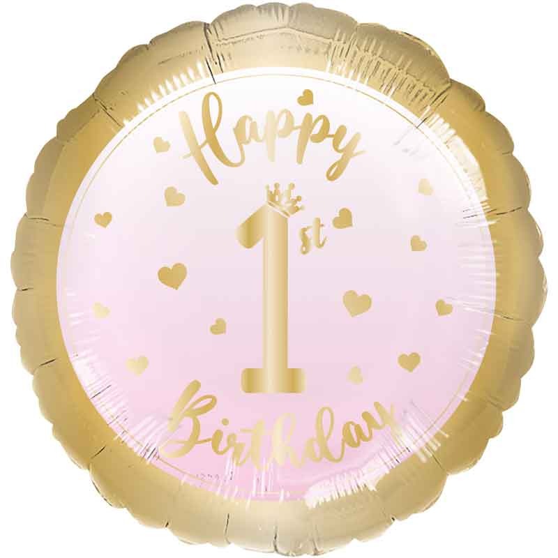 18in GIRL 1ST BIRTHDAY FOIL BALLOON