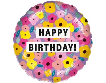 18in BIRTHDAY BOLD FLORAL FOIL BALLOON