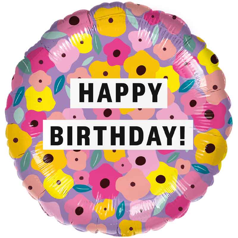 18in BIRTHDAY BOLD FLORAL FOIL BALLOON