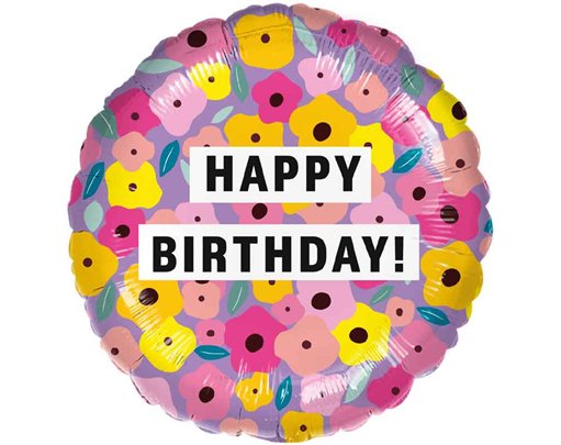 18in BIRTHDAY BOLD FLORAL FOIL BALLOON