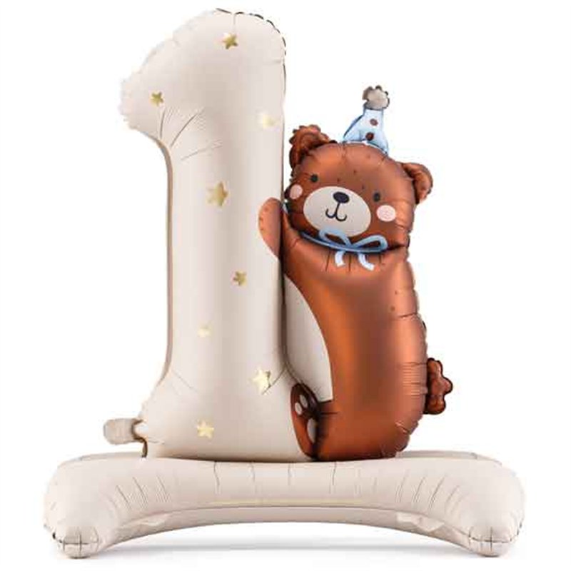 NUMBER '1' WITH BEAR FOIL BALLOON