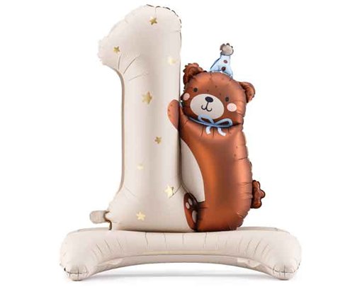 NUMBER '1' WITH BEAR FOIL BALLOON