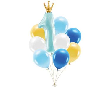 9PC BLUE FIRST BIRTHDAY BALLOON SET