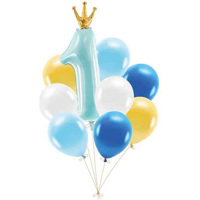9PC BLUE FIRST BIRTHDAY BALLOON SET