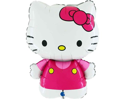 32in FUCHSIA HELLO KITTY SHAPED FOIL BALLOON