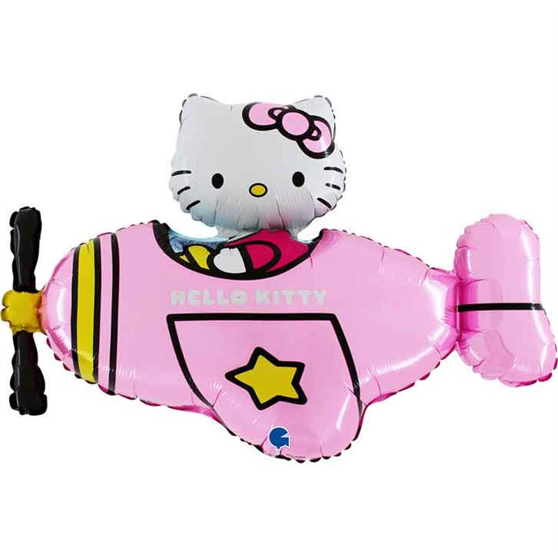 37in HELLO KITTY PINK AIRPLANE SHAPED FOIL BALLOON