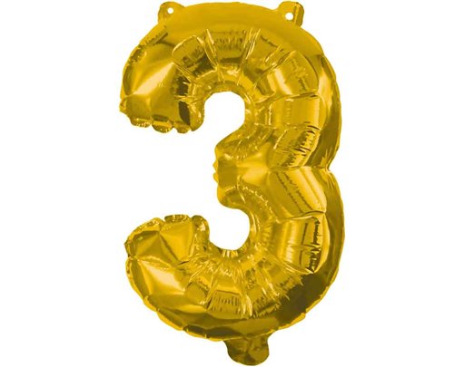 85cm NUMERAL 3 GOLD FOIL BALLOON