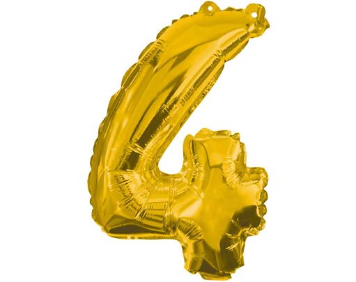 85cm NUMERAL 4 GOLD FOIL BALLOON