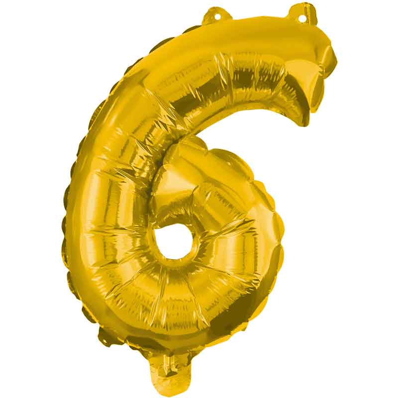85cm NUMERAL 6 GOLD FOIL BALLOON