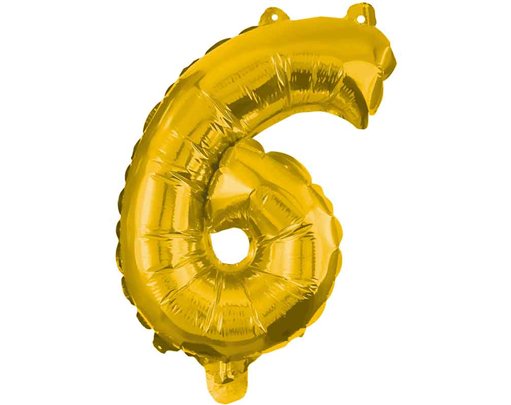 85cm NUMERAL 6 GOLD FOIL BALLOON