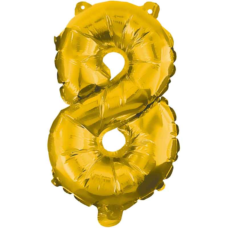 85cm NUMERAL 8 GOLD FOIL BALLOON