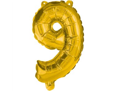 85cm NUMERAL 9 GOLD FOIL BALLOON