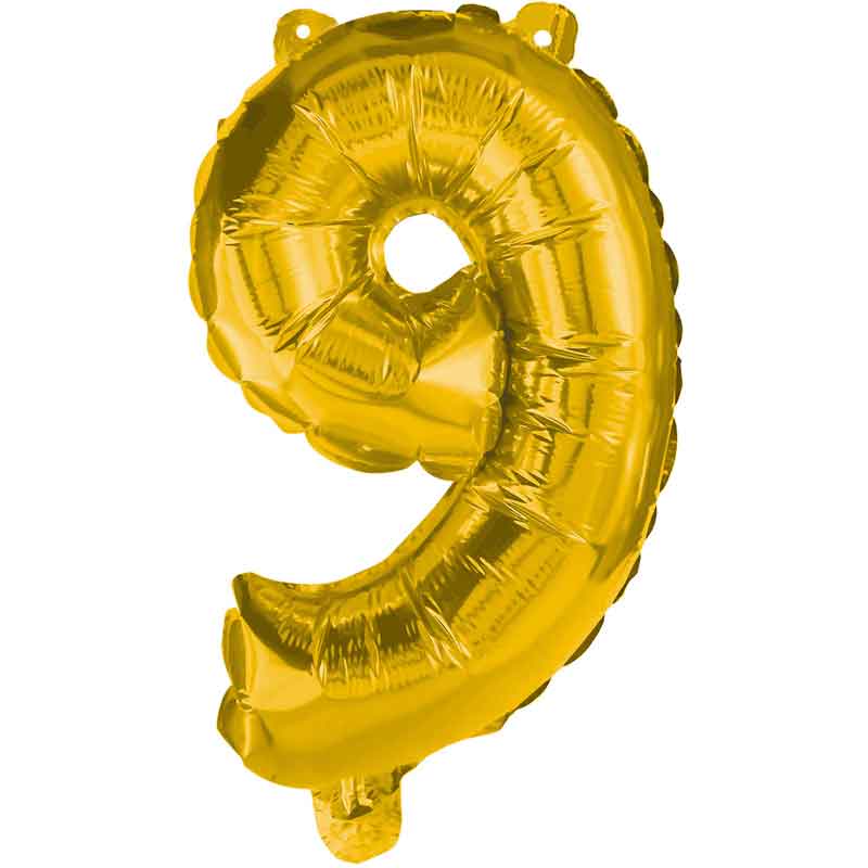 85cm NUMERAL 9 GOLD FOIL BALLOON