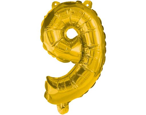 85cm NUMERAL 9 GOLD FOIL BALLOON