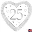 18in HAPPY 25TH SILVER ANNIVERSARY HEART FOIL BALLOON