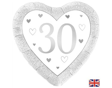 18in HAPPY 30TH PEARL ANNIVERSARY HEART FOIL BALLOON