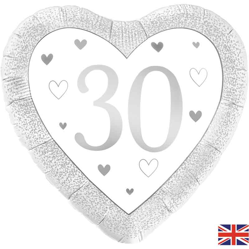 18in HAPPY 30TH PEARL ANNIVERSARY HEART FOIL BALLOON