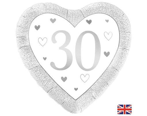18in HAPPY 30TH PEARL ANNIVERSARY HEART FOIL BALLOON