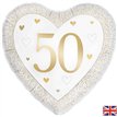 18in HAPPY 50TH GOLDEN ANNIVERSARY HEART FOIL BALLOON