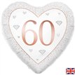 18in HAPPY 60TH DIAMOND ANNIVERSARY HEART FOIL BALLOON