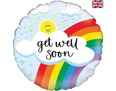 18in GET WELL SOON RAINBOW HOLOGRAPHIC FOIL BALLOON