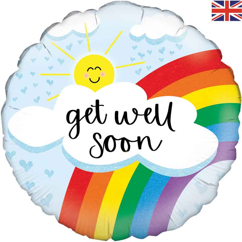 18in GET WELL SOON RAINBOW HOLOGRAPHIC FOIL BALLOON