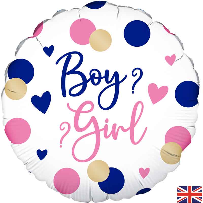 18in PINK AND NAVY GENDER REVEAL FOIL BALLOON