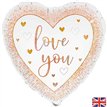 18in LOVE YOU HEARTS ROSE GOLD HOLOGRAPHIC FOIL BALLOON