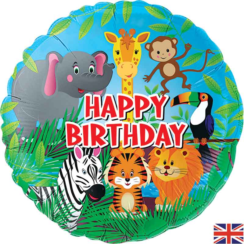 18in JUNGLE HAPPY BIRTHDAY FOIL BALLOON