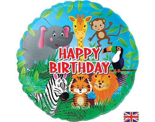 18in JUNGLE HAPPY BIRTHDAY FOIL BALLOON