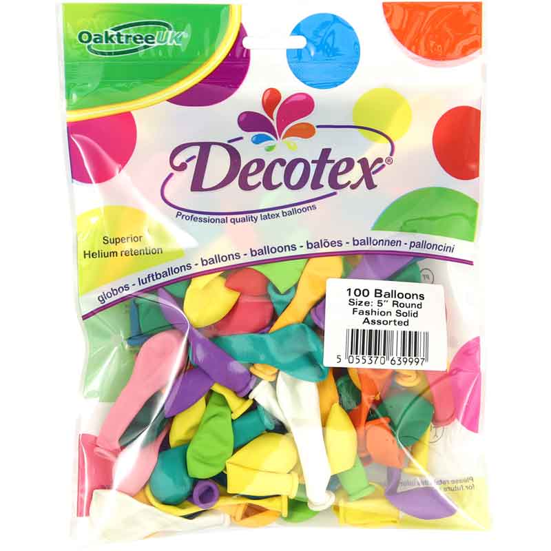100PK 5in ASST FASHION SOLID DECOTEX