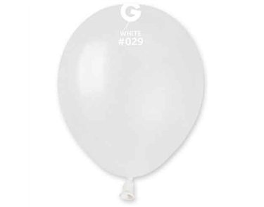 50PK 5in METALLIC WHITE GEMAR LATEX