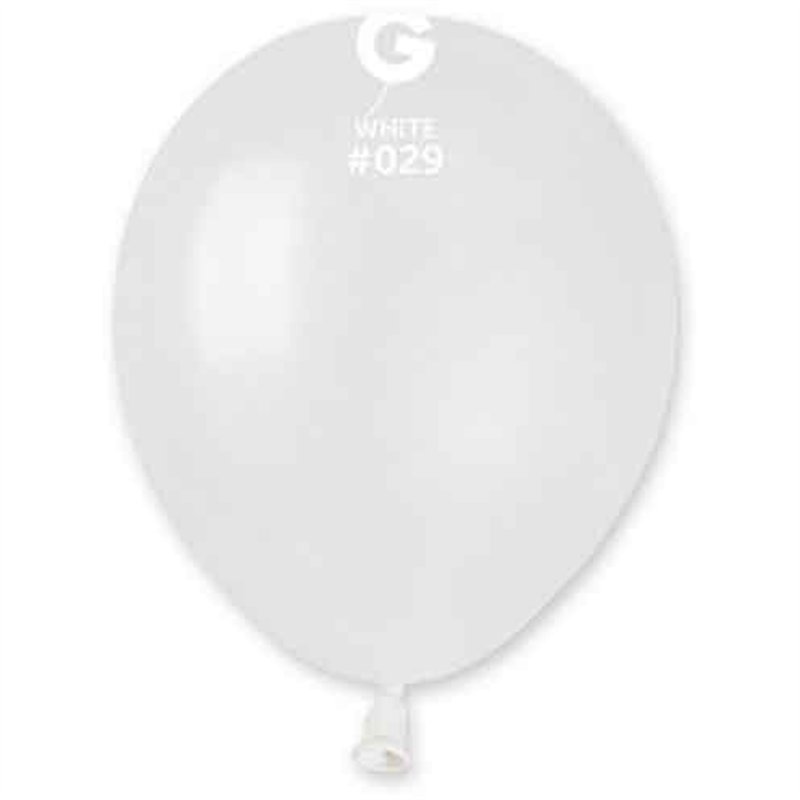 50PK 5in METALLIC WHITE GEMAR LATEX