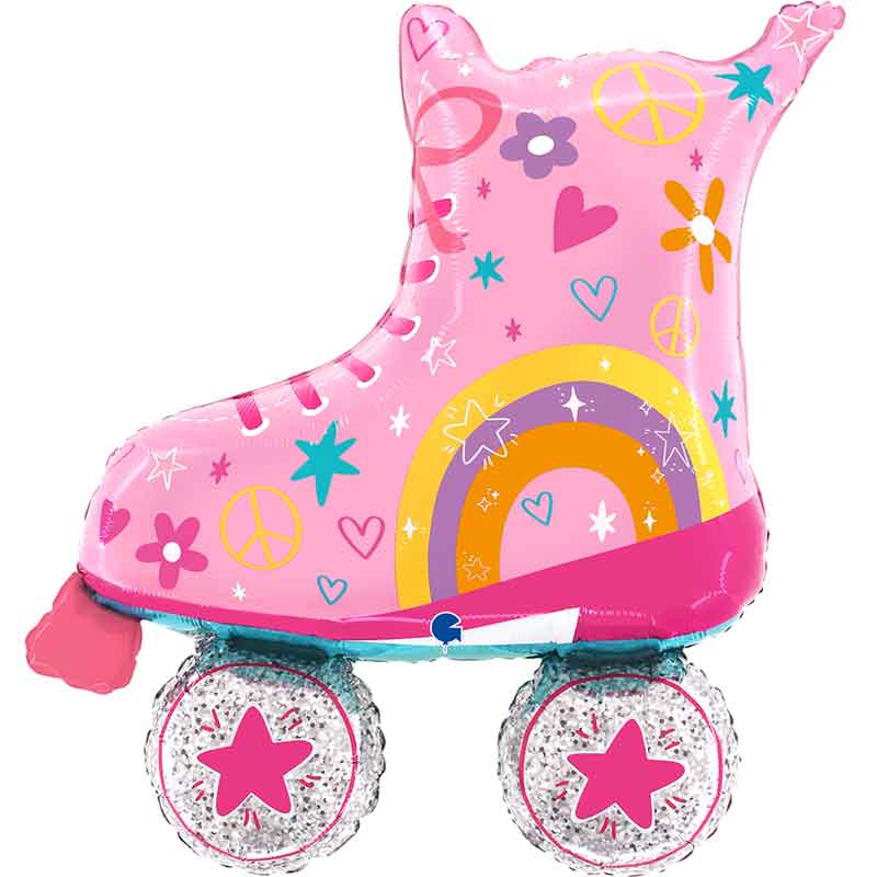 39in PINK ROLLER SKATES FOIL BALLOON