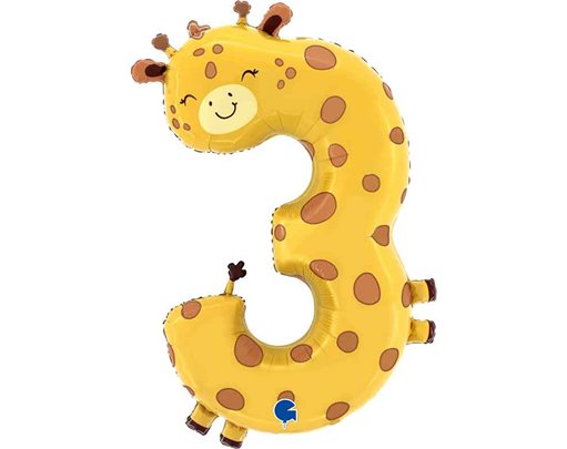 48in THE PUPPYLOONS NUMBER 3 GIRAFFE FOIL BALLOON