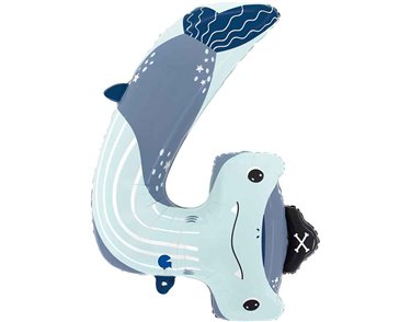 43in THE PUPPYLOONS NUMBER 4 SHARK FOIL BALLOON