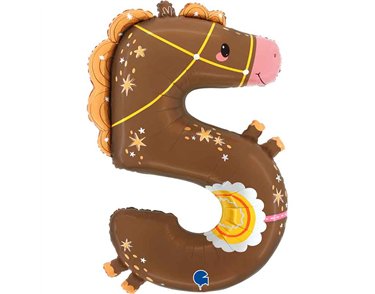 48in THE PUPPYLOONS NUMBER 5 HORSE FOIL BALLOON