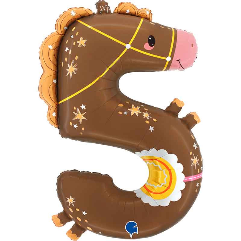 48in THE PUPPYLOONS NUMBER 5 HORSE FOIL BALLOON