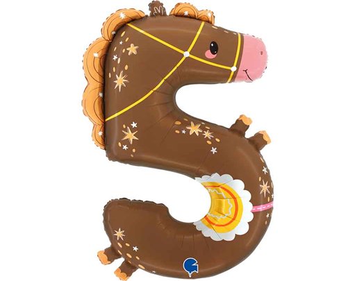 48in THE PUPPYLOONS NUMBER 5 HORSE FOIL BALLOON