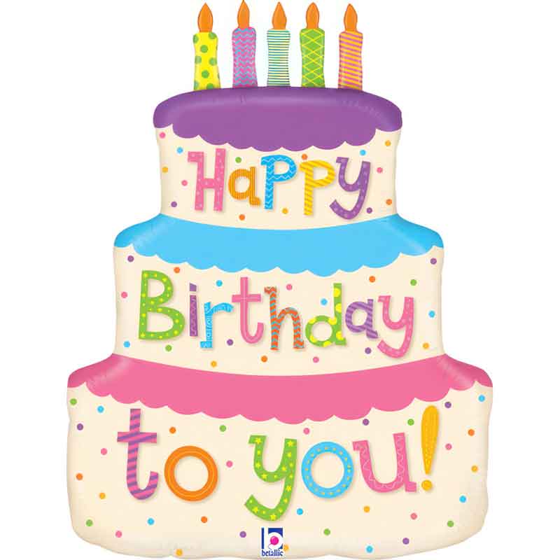 27in GIRLY BIRTHDAY CAKE FOIL BALLOON