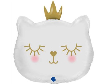 26in CAT PRINCESS WHITE FOIL BALLOON