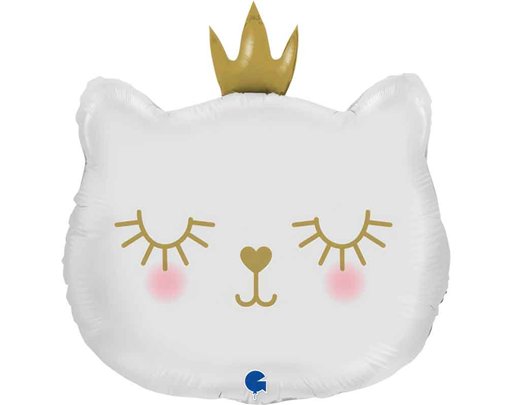 26in CAT PRINCESS WHITE FOIL BALLOON