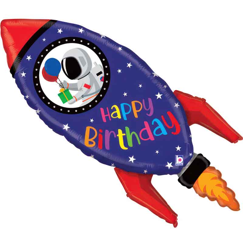 40in BIRTHDAY ROCKET FOIL BALLOON