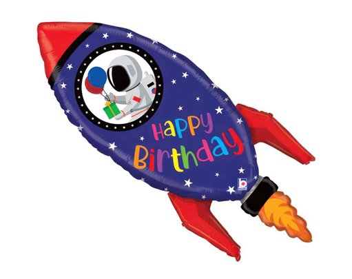 40in BIRTHDAY ROCKET FOIL BALLOON