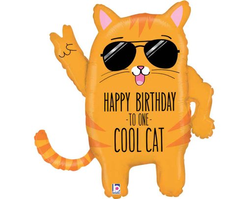 32in COOL CAT BIRTHDAY FOIL BALLOON