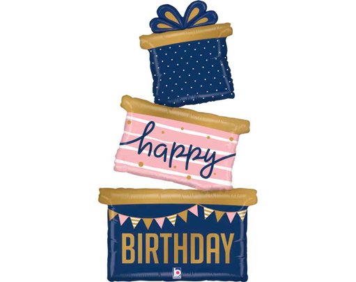 51in NAVY BIRTHDAY GIFT TRIO FOIL BALLOON