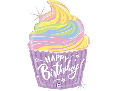 27in PASTEL BIRTHDAY CUPCAKE FOIL BALLOON