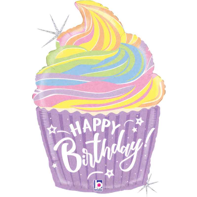 27in PASTEL BIRTHDAY CUPCAKE FOIL BALLOON